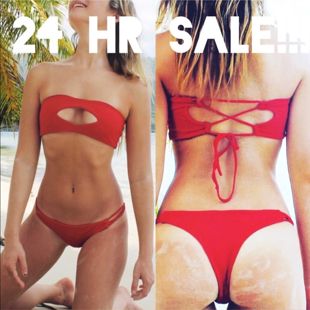 Lumahai swimwear red Lihue bikini set